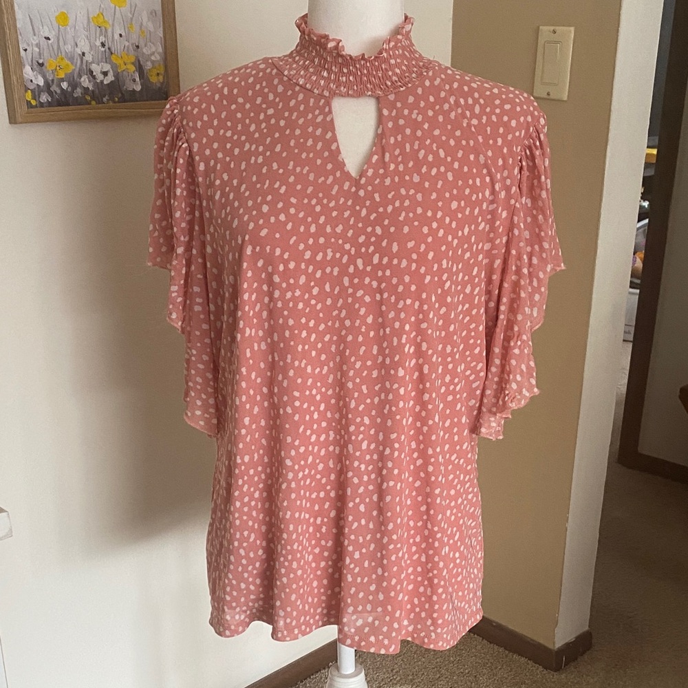 Elegant Ruffled Pink Blouse